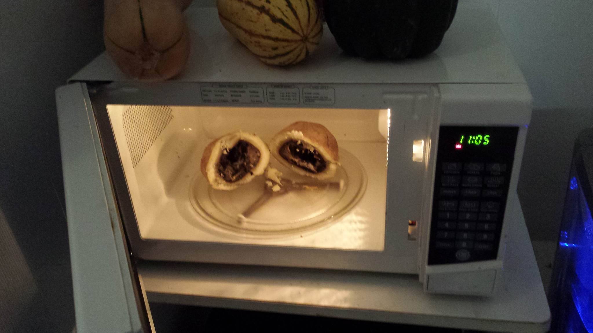 A microwave baked potato that was sad inside